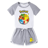 Children Pokemon Pikachu Tshirts & Shorts Leisure Sports Two-Piece Set
