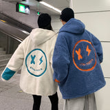 Men's Autumn Winter Coat Embroidered Contrast Color Couple Cotton-Padded Clothes