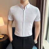 Men's Shirt Men's Summer Stripes Drape Slim-Fit Short Sleeve