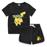 Children Pokemon Pikachu Tshirts & Shorts Leisure Sports Suction Suit Neutral
