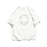 Cartoon Smiley Face Short-Sleeved T-shirt Men's Summer round Neck Half-Sleeve Pure Cotton Top Casual T-shirt Trendy T
