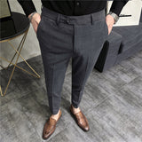 Men Trousers Casual Pants Slim Fit Light Business Professional Suit Pants