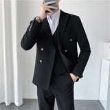 Double Brewed Seersucker Suit Men's Slim Fit Casual Formal Wear Three-Piece Suit