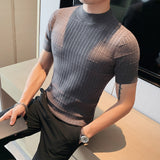 Men Short Sleeve T-Shirt Slim Fit Stretch Casual Top T-shirt