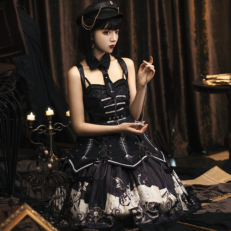 Gothic Lolita Harajuku Style Clothing Punk Lolita Dress JSK Retro Goth Dress Full Set
