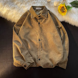 Corduroy Patch Jacket Long Sleeve Corduroy Shirt Loose Casual Jacket