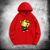 Men and Women Pokemon Pikachu Hoodie Loose Shoulder Long Sleeve Top