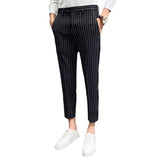 Men Trousers Striped Small Suit Pants Men