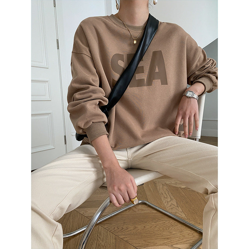 Diana Harvard Sweatshirt Oversize Lettered Casual Sweatshirt