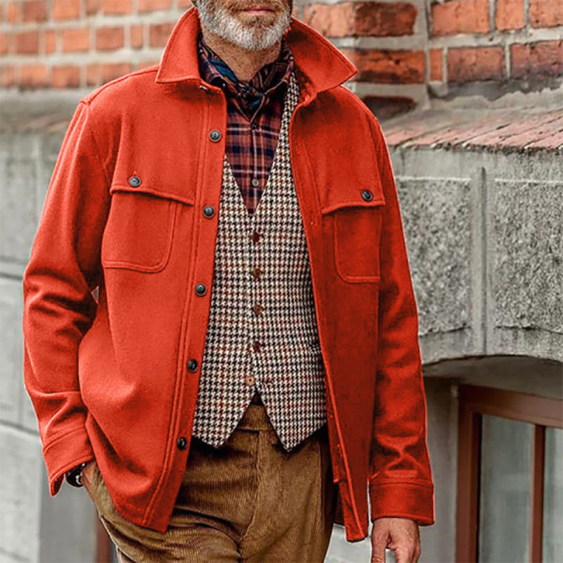 John Dutton Jacket Solid Color Jacket Men's Slim-Fit Single-Breasted Jacket