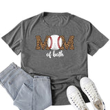Boy Mama T Shirts Baseball Mama Leopard Print Letter Print T-shirt