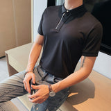 Men Short Sleeve T-shirt Casual Polo Collar T-shirt