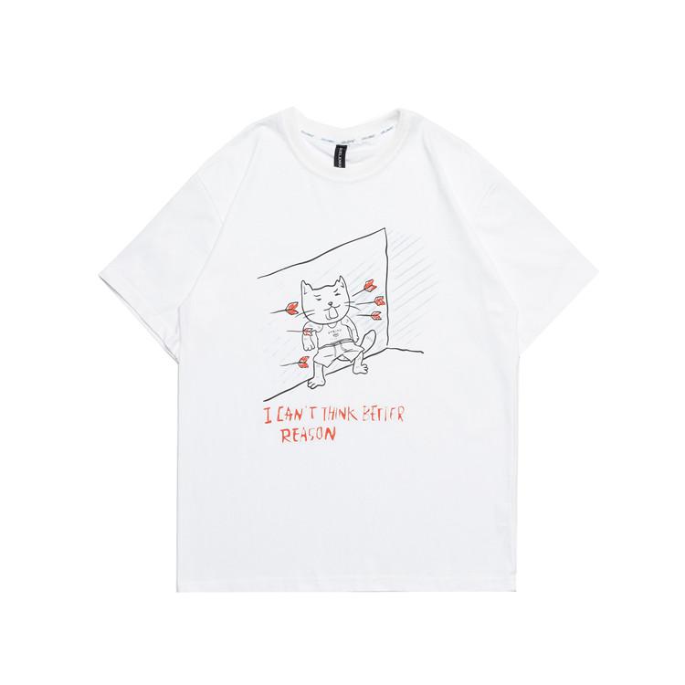 Men T Shirt Summer Casual Tops Men's Clothes Summer Wear Japanese-Style Retro Men's round Neck Short Sleeve Casual Loose Print T-shirt