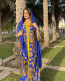 Muslim Women Stylish Kashibo Abaya Muslim Ladies Long Gown Islamic Clothing Jilbab Jalabiya Blue Summer Fashion Sun Protection Clothing