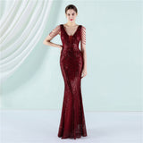 Sequin Evening Dress Long Style Long Sleeve Sequined Queen Fishtail Skirt