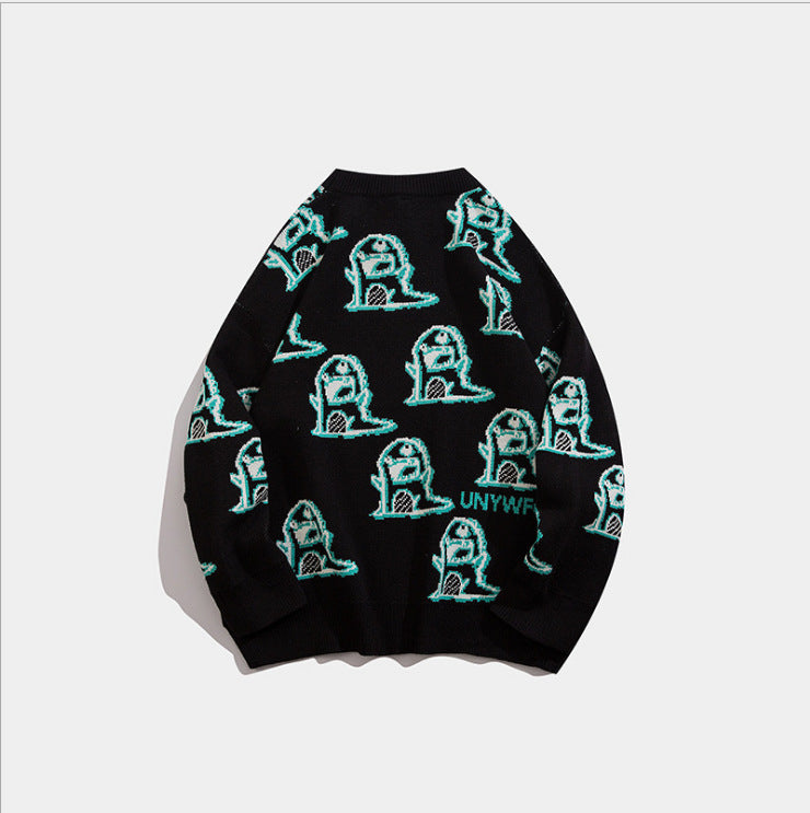 Dinosaur Sweaters Loose round Neck Sweater