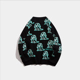 Dinosaur Sweaters Loose round Neck Sweater