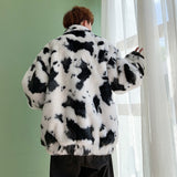 Men Dalmatian Coat Winter Men's Warm Coat Temperament Cows Pattern