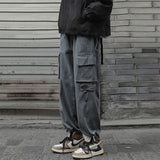 Men Cargo Pants Retro Loose-Fitting Wide-Leg Trousers