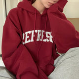 Harvard Sweatshirt Retro Alphabet Hooded Fleece Lined Sweater