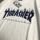 Thrasher T Shirt Niche T-shirt Couple Skateboard Flame T-shirt Summer