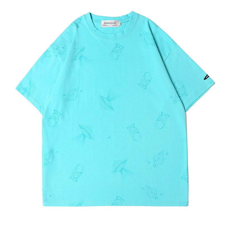 Men's T Shirt Summer Casual Tops Short Sleeve T-shirt Men's High Street Fashion Brand round Neck Half Sleeve BF Idle Style Trendy Loose Half Sleeve