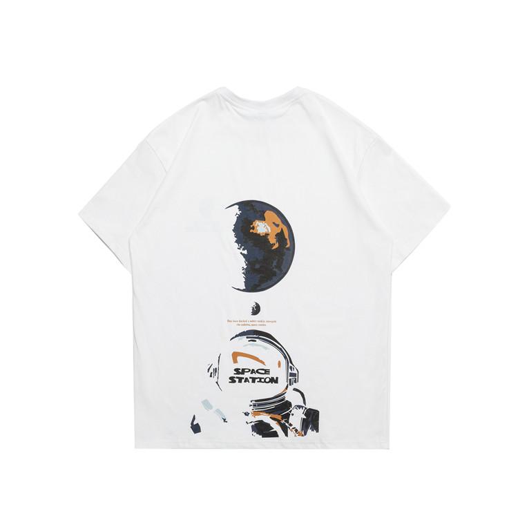 Men T Shirt Summer Casual Tops Men's Clothes Summer Wear Vintage Men's round Neck Short Sleeve Casual Loose Astronaut Printed T-shirt