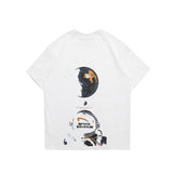 Men T Shirt Summer Casual Tops Men's Clothes Summer Wear Vintage Men's round Neck Short Sleeve Casual Loose Astronaut Printed T-shirt