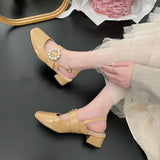Nude Pumps Block Heel Sandals