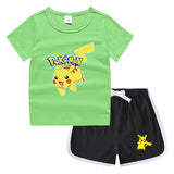Children Pokemon Pikachu Tshirts & Shorts Leisure Sports Suction Suit Neutral