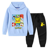 Children Pokemon Pikachu Hoodie & Pant Set Sweater Suit Cotton Trendy