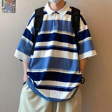 Men's T-Shirt Summer Striped Large Size Short Sleeve T-shirt