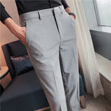 Men Trousers Men's Casual Pants Embroidered Stretch Slim Fit Suit Pants