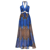 Beth Dutton Bohemian Dress Summer Spring Midi Dresses Sexy Leopard Print Backless Dress Chiffon Maxi Dress