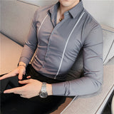 Men Shirts Striped Long Sleeve Shirt