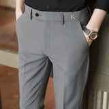 Men Trousers Business Letter Embroidery Small Suit Pants Men
