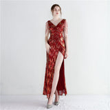 Sequin Evening Dress Split Long Sequined Fishtail Skirt