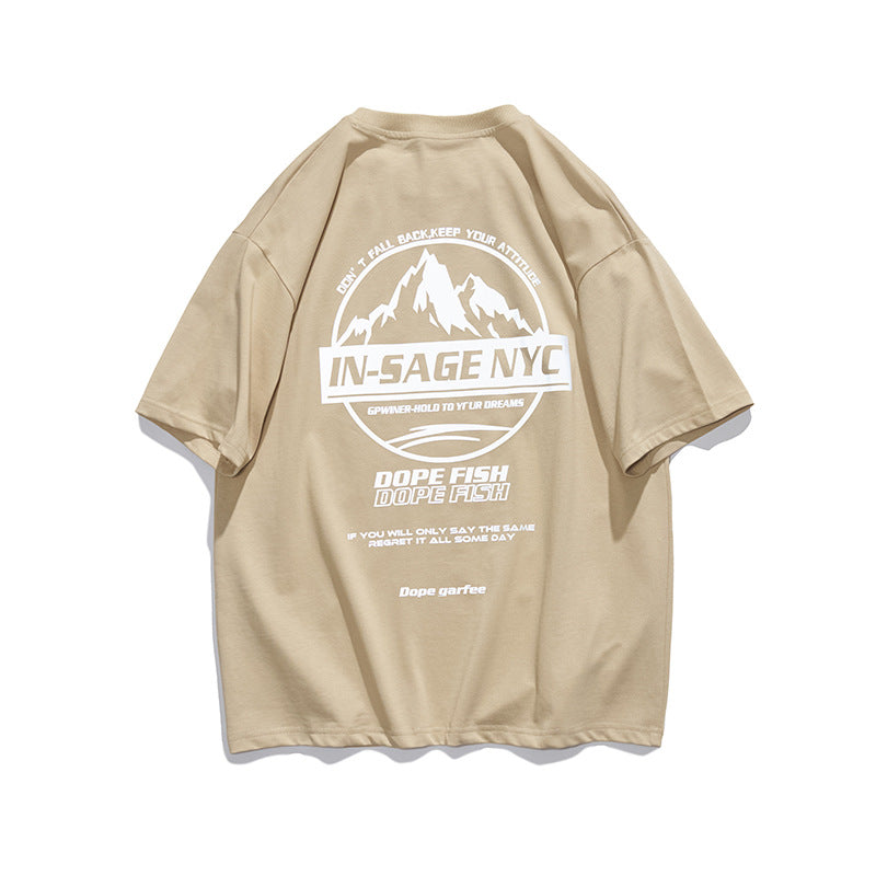 Men's T-shirt Summer Vintage Printed Short Sleeve T-shirt Men's Loose round Neck Half Sleeve Top Men