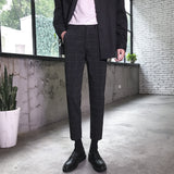 Men Suit Pants Checked Suit Trousers Loose Casual Pants Stripes
