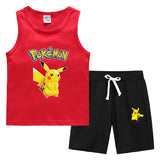 Children Pokemon Pikachu Tshirts & Shorts Vest Middle Pants Sports Casual Thin Two Pieces