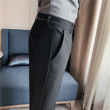 Men Trousers Casual Pants Simple Embroidered Four-Sided Stretch Light Business Boys Suit Pants