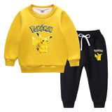 Children Pokemon Pikachu Hoodie & Pant Set Fleece Lined Padded Warm Keeping Winter Clothes Sweatershirt Suit