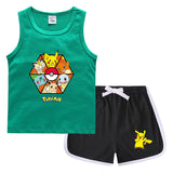 Children Pokemon Pikachu Tshirts & Shorts Vest Casual Sports Sweat-Absorbent Suit