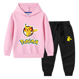 Children Pokemon Pikachu Hoodie & Pant Set Hooded Sweater Trousers Two-Piece Baby Cotton Sweater Set