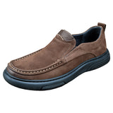 Loafers for Men Cleef Men's Shoes Casual Leather Shoes Men's Middle-Aged Matte Cowhide Slip-on Big Head Leather Shoes