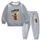 Children Pokemon Pikachu Hoodie & Pant Set Fleece Lined Padded Warm Keeping Winter Clothes Sweatershirt Suit