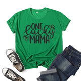 Boy Mama T Shirts Clover Lucky Mama Printed Short Sleeve T-shirt