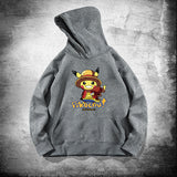 Men and Women Pokemon Pikachu Hoodie Loose Shoulder Long Sleeve Top Clothes
