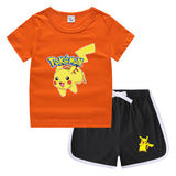 Children Pokemon Pikachu Tshirts & Shorts Leisure Sports Suction Suit Neutral