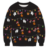 Black Christmas Sweater round Neck Sweater Casual Loose Couple Autumn and Winter